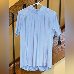Goode Rider Perfect Sport Shirt 1/4 Zip mock Neck light Blue SZ. XLG  equestrian